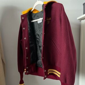 Varsity jacket - maroon and gold
